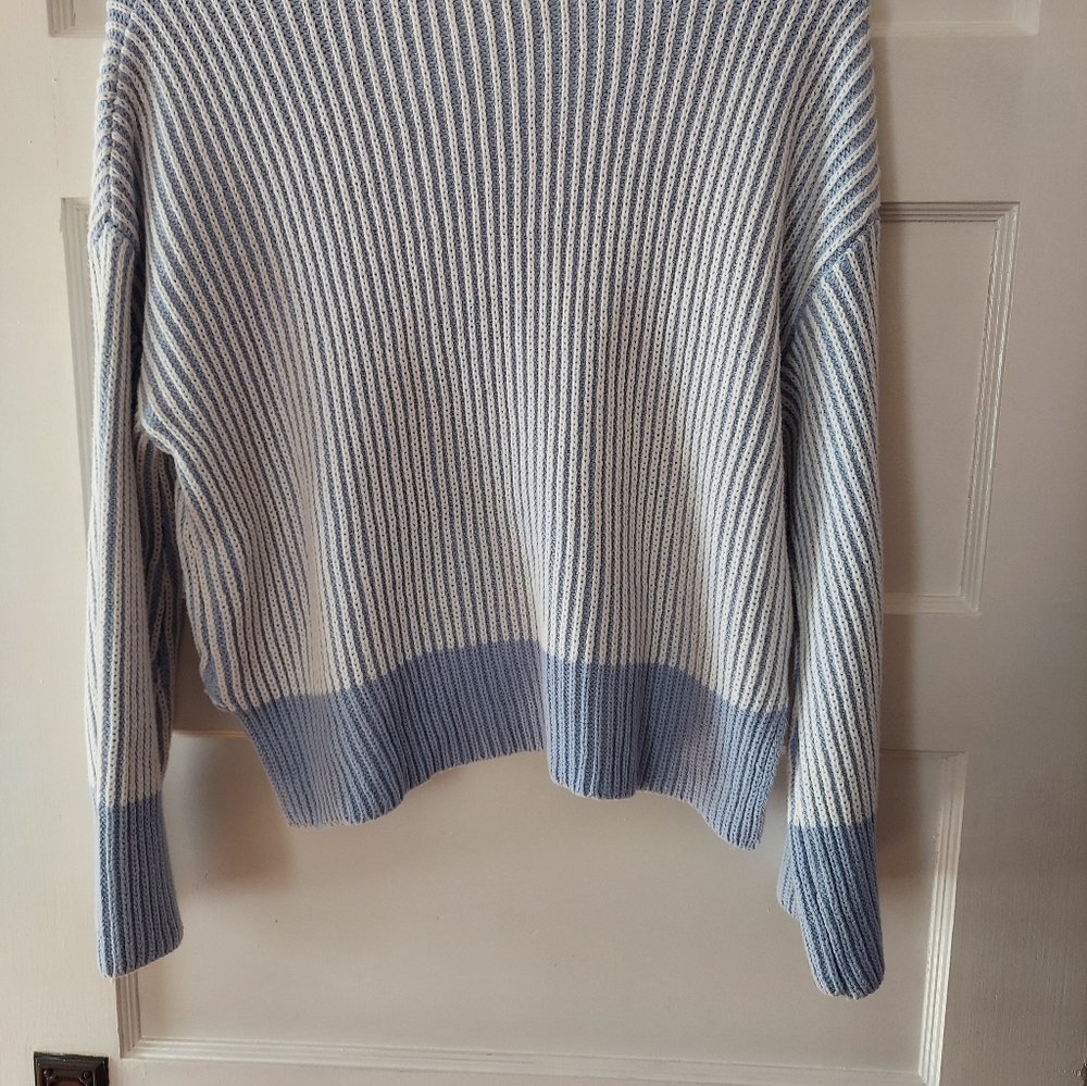 Sincerely Jules Blue and White Ribbed Crewneck Sweater - Picture 8 of 8